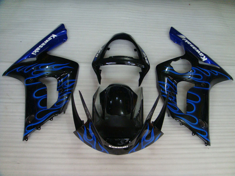 Black and Blue Flame - NINJA ZX-6R 03-04 Fairing Kit