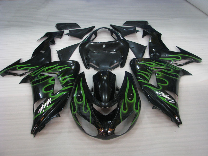 Black and Green Flame - NINJA ZX-10R 06-07 Fairing Kit