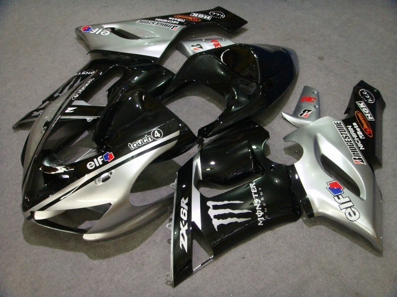 Black and Silver Monster - NINJA ZX-6R 05-06 Fairing Kit