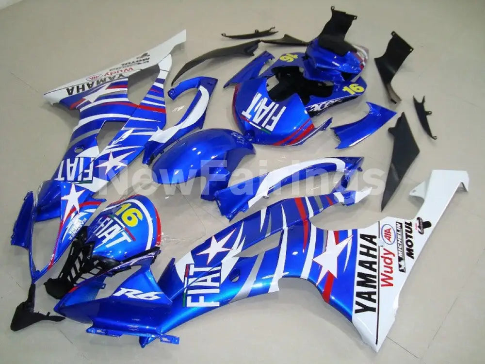 Blue and White Star with Number 16 - YZF-R6 08-16 Fairing Kit Vehicles & Parts > Vehicle Parts & Accessories > Motor