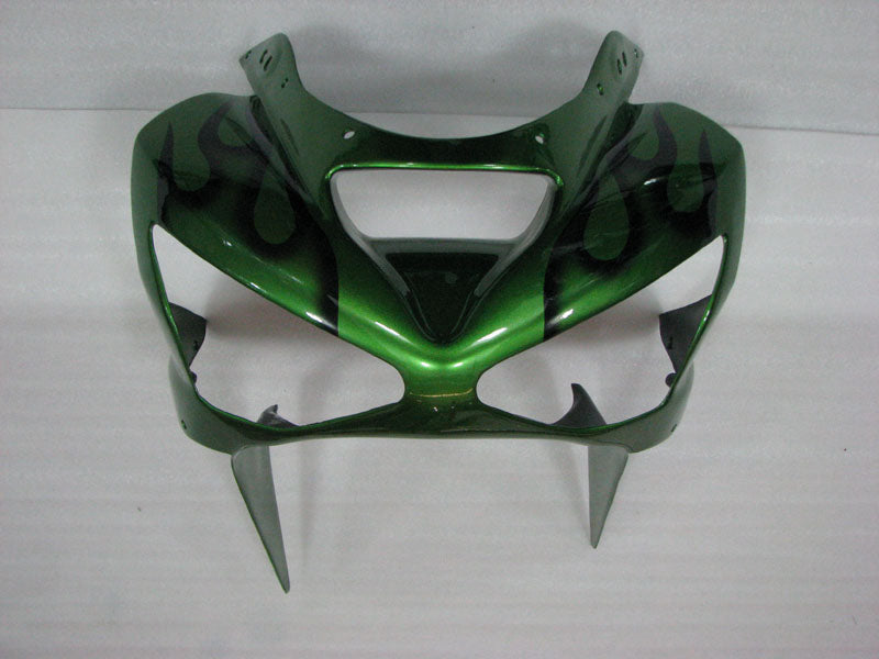 Green and Black Flame - NINJA ZX-6R 03-04 Fairing Kit