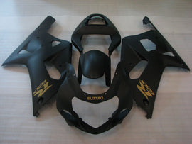 Matte Black with Golden Decals Factory Style - GSX-R600 01-03 Fairing Kit