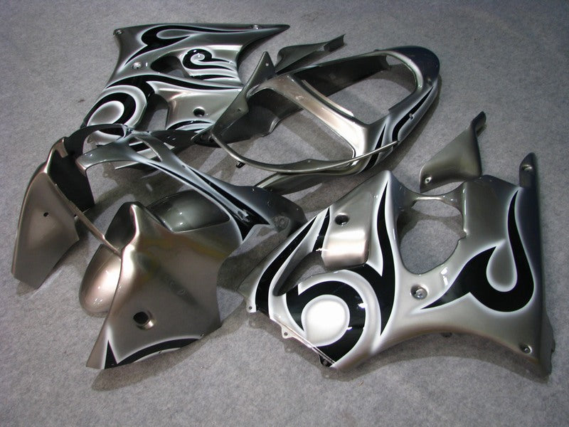 Silver Black Factory Style - NINJA ZX-6R 00-02 Fairing Kit