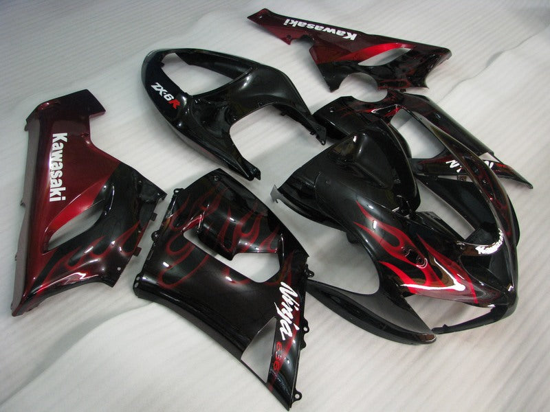 Black Red Flame - NINJA ZX-6R 05-06 Fairing Kit
