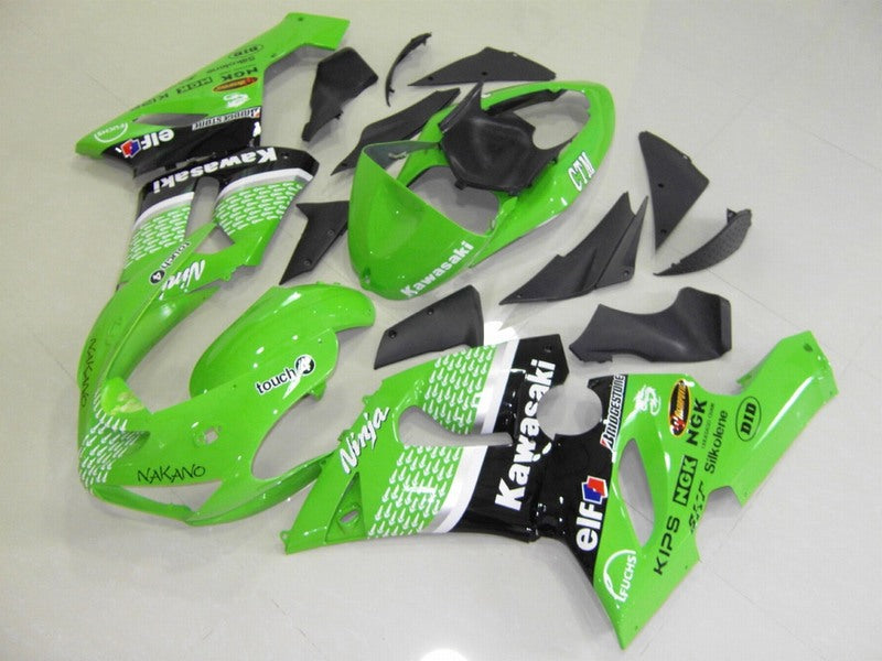 Green and Black Nakano - NINJA ZX-6R 05-06 Fairing Kit