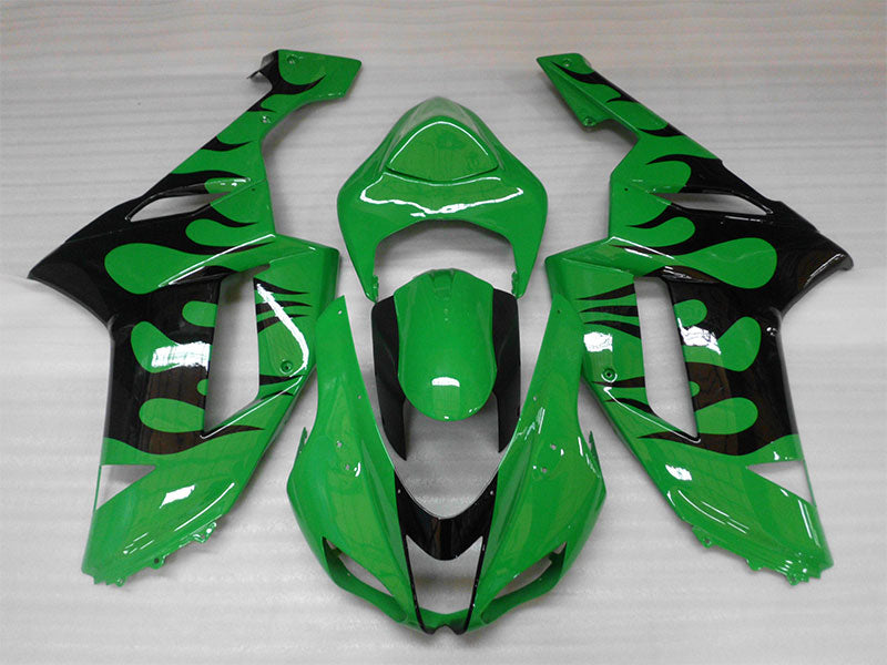 Green and Black Flame - NINJA ZX-6R 07-08 Fairing Kit