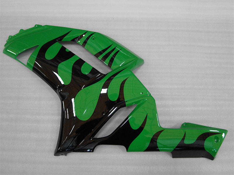 Green and Black Flame - NINJA ZX-6R 07-08 Fairing Kit