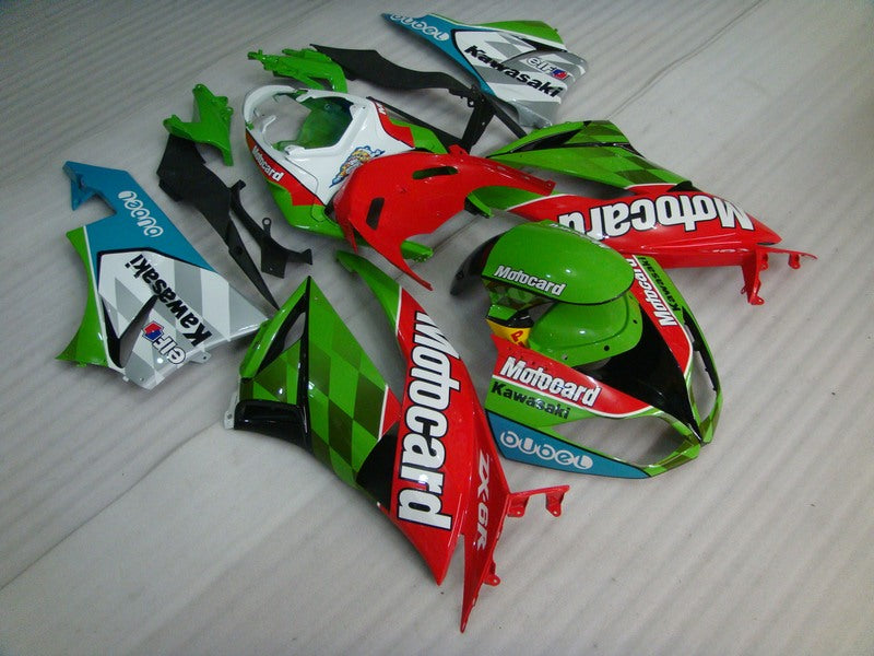 Red Green and Black Motocard - NINJA ZX-6R 09-12 Fairing Kit