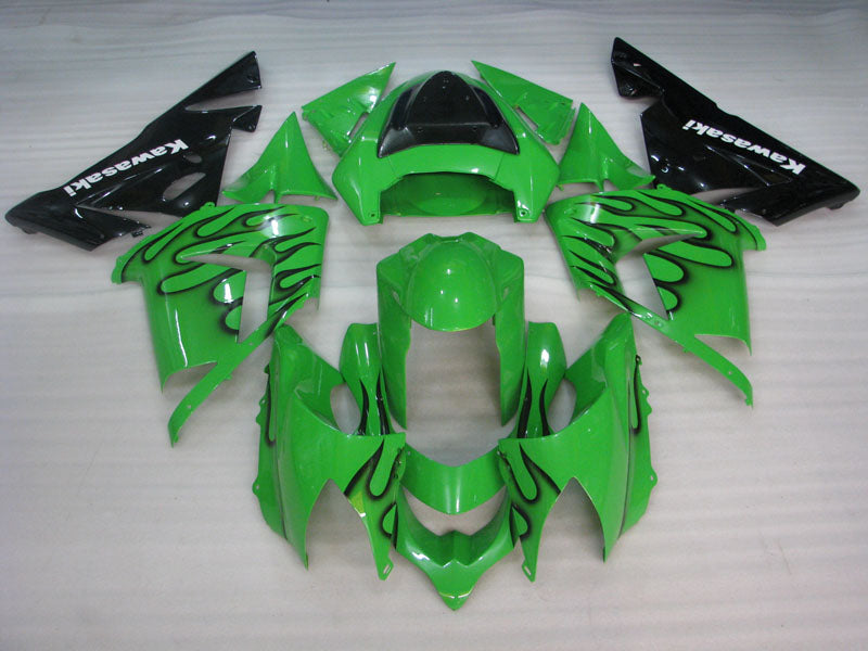 Green and Black Flame - NINJA ZX-10R 04-05 Fairing Kit