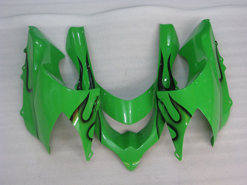 Green and Black Flame - NINJA ZX-10R 04-05 Fairing Kit