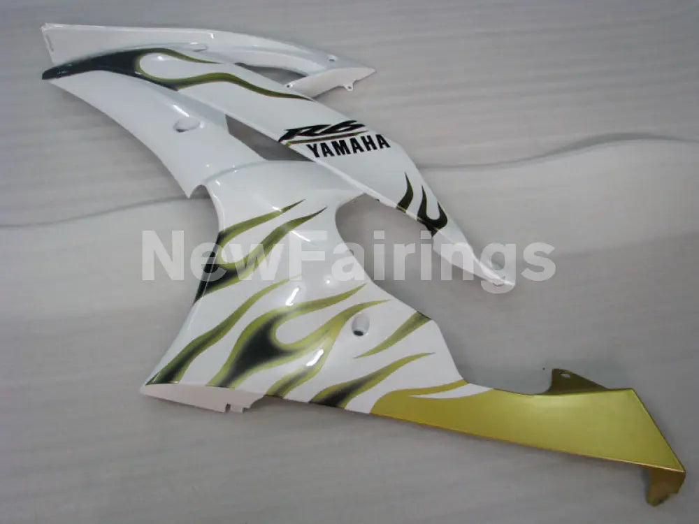 White and Golden Flame - YZF-R6 08-16 Fairing Kit Vehicles & Parts > Vehicle Parts & Accessories > Motor Vehicle Parts