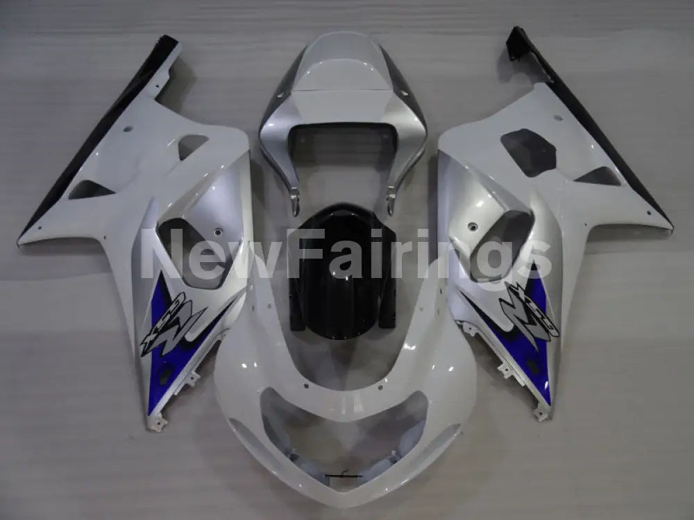 White Silver and Black Factory Style - GSX-R600 01-03 Fairing Kit